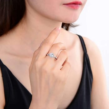 Rhodium Over Sterling Silver Round White Topaz Halo Ring 1.90ctw