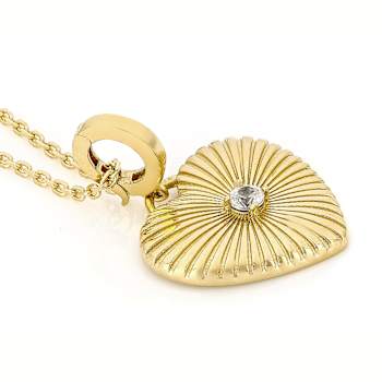 White Zircon Heart Enhancer Pendant With Chain In 18K Gold Over Sterling
Silver 0.12ct