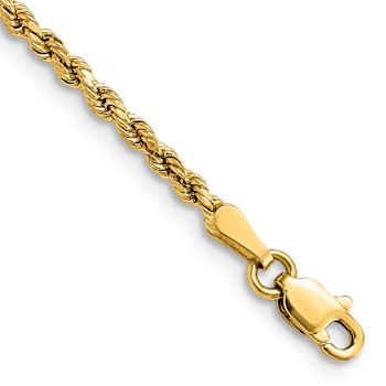 10k Yellow Gold 2.25mm Diamond-Cut Rope Link Bracelet