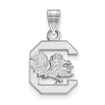 Rhodium Over Sterling Silver LogoArt University of South Carolina Small Pendant