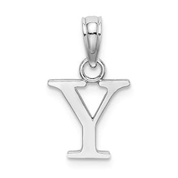 Rhodium Over 14k White Gold Polished Block Letter Y Initial Pendant