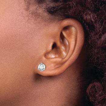 Rhodium Over 14K Gold Lab Grown Diamond 2ct. VS/SI GH+, 3 Prong Stud Earrings