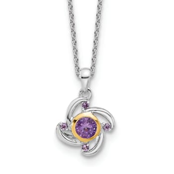 Rhodium Over Sterling Silver with 14K Accent Amethyst and Pink Quartz
18-inch Necklace