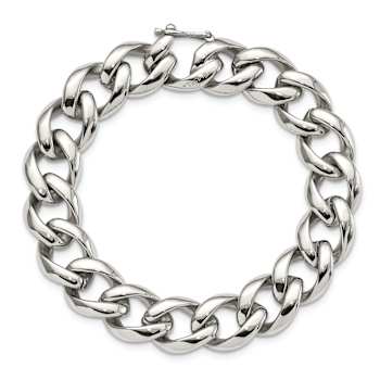 Stainless Steel 14mm Polished Curb Link Bracelet