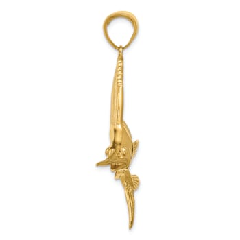 14k Yellow Gold Textured Sailfish Pendant