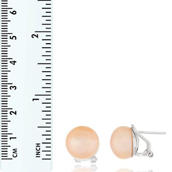 11-12mm Pink Cultured Freshwater Pearl Rhodium Over Sterling Silver Earrings