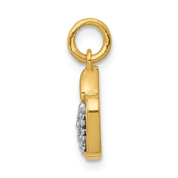 14K Two-tone Gold  Diamond Apple Charm
