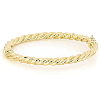 Twisted Bangle Bracelet In 18K Gold Over Bronze