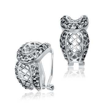 Black CZ Ever After Drop Earrings In Sterling Silver