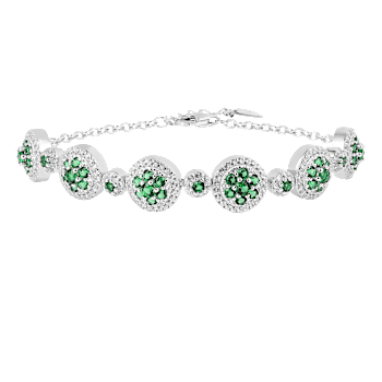 Green Lab Created Emerald and Lab Created White Sapphire Halo Rhodium
Over Sterling Silver Bracelet