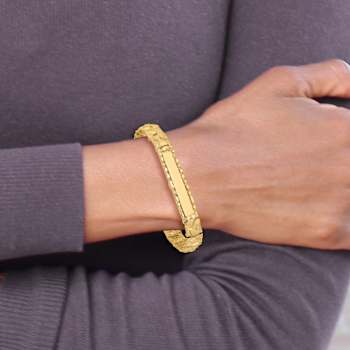 14k Yellow Gold Textured Nugget ID Bracelet