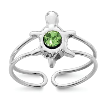 Rhodium Over Sterling Silver Cubic Zirconia Turtle Toe Ring