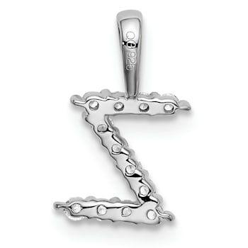 Rhodium Over 14K White Gold Lab Grown Diamond Letter Z Initial Pendant