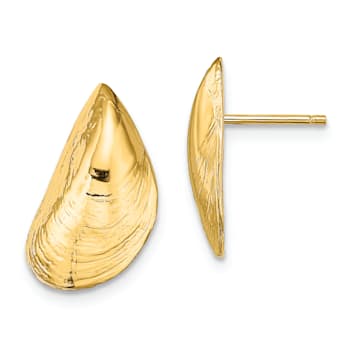 14K Yellow Gold Mussel Shell Stud Earrings