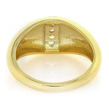 Small Dome Band Ring With CZ In 18K Gold Over Sterling Silver