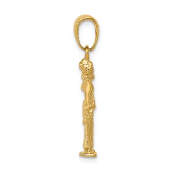 14k Yellow Gold 3D Lady of Justice with Moveable Scales Pendant