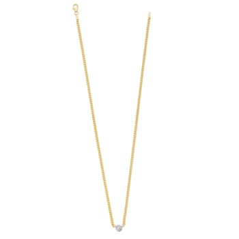 14K Yellow Gold with White Rhodium Diamond Curb 18 Inch Necklace