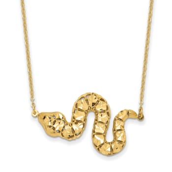 14K Yellow Gold Diamond-cut Snake Necklace