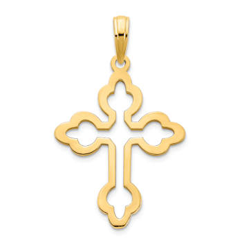 14k Yellow Gold Polished Reversible Cross Charm
