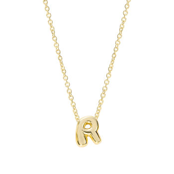CZ Initial R Tennis Necklace And Pendant Set In 14K Gold Over Brass 4.05ctw