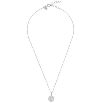 Initial U Charm Pendant Necklace In Silver-Tone
