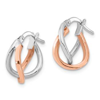 14k White Gold and 14k Rose Gold 5/8" Fancy Hoop Earrings
