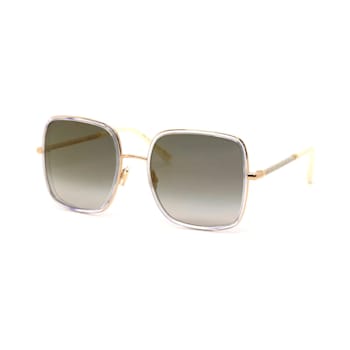 Jimmy Choo Crystal Clear and Gold Tone Frame /Gray Lens Sunglasses