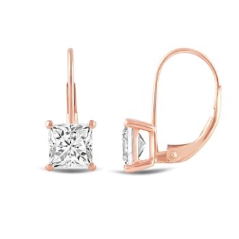 White Cubic Zirconia 14k Rose Gold Earrings With Velvet Gift Box 2.00ctw