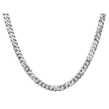 14k White Gold 6.25mm Beveled Curb Chain 20"