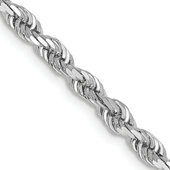 Rhodium Over 14k White Gold 3.35mm Solid Diamond-Cut Quadruple Rope 18
Inch Chain