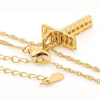 Imperial Topaz Round Cross Pendant Necklace In 18K Gold Over Sterling
Silver 0.43ctw