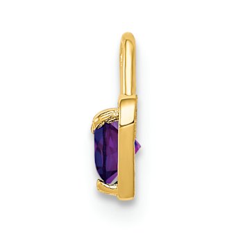 14K Yellow Gold Amethyst Simulant Birthstone Heart Charm