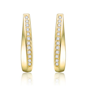 CZ Pave Hoop Earrings In 14K Gold Over Brass
