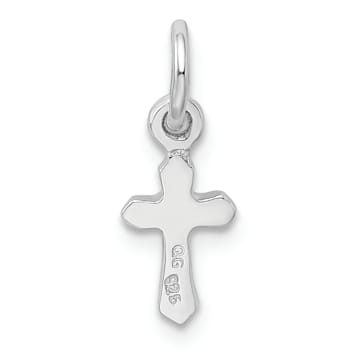 Rhodium Over Sterling Silver Child's February Purple Preciosca Crystal
Cross Pendant