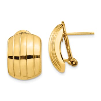 14k Yellow Gold Polished Ribbed Stud Earrings