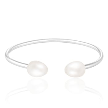 7.5-8mm White Cultured Freshwater Pearl Silver  Bracelet