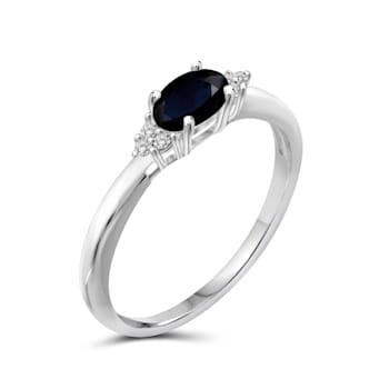 Black Sapphire Rhodium Over Sterling Silver Ring 0.63ctw