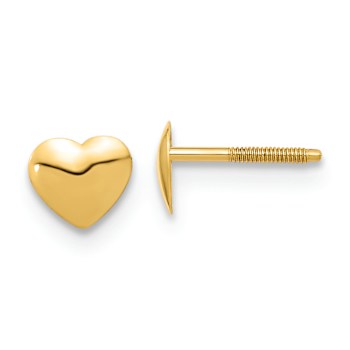 14k Yellow Gold Children's Heart Stud Earrings