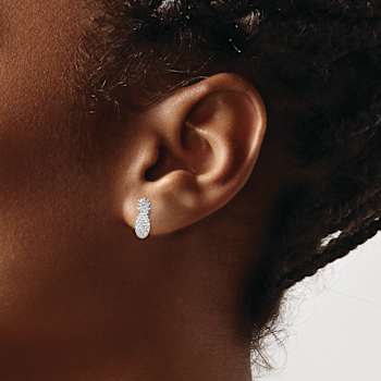 Rhodium Over 14K White Gold Polished and Textured Pineapple Stud Earrings