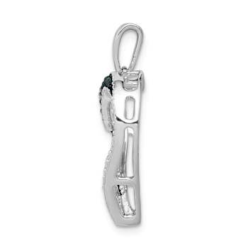 Rhodium Over 14k White Gold Blue and White Diamond Heart Pendant