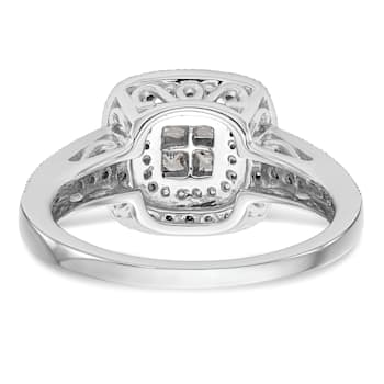 Rhodium Over 14K White Gold Diamond Cluster Engagement Ring 0.67ctw
