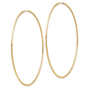 14k Yellow Gold Polished 2 11/16" Endless Tube Hoop Earrings