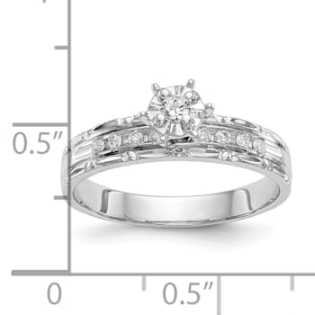 Rhodium Over 14K White Gold AA Quality Trio Engagement Ring 0.13ctw
