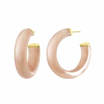14K Yellow Gold Over Sterling Silver Small Illusion Acrylic Hoop
Earrings in Caramel