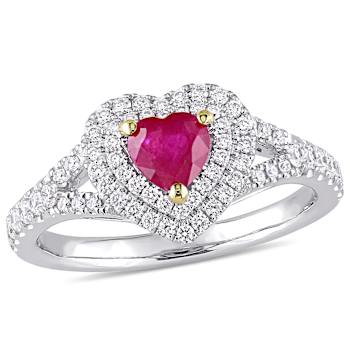 Ruby and Diamond 14K White and Yellow Gold Ring 1.01ctw