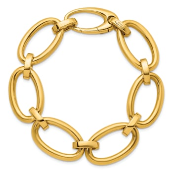 18K Yellow Gold 17.4mm Oval Link 8 inch Bracelet