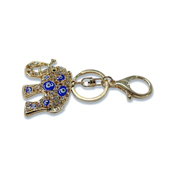 Gold Tone Blue Evil Eye Elephant