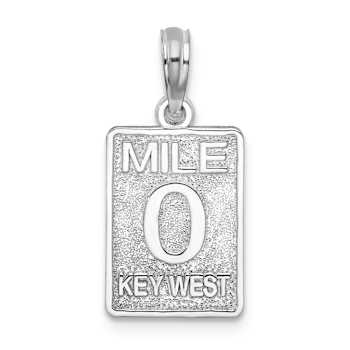 Rhodium Over Sterling Silver Polished 0 Mile Marker Key West Pendant