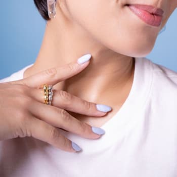 Silver Tone Acrylic Bamboo Cuff Ring