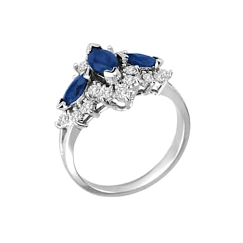 1.75ctw Marquise Sapphire and Diamond Ring in 14k White Gold